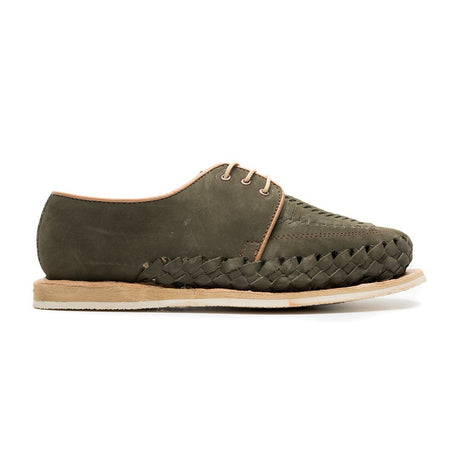 Huarache Vicente de dama hecho en piel nobuck color verde | GL107