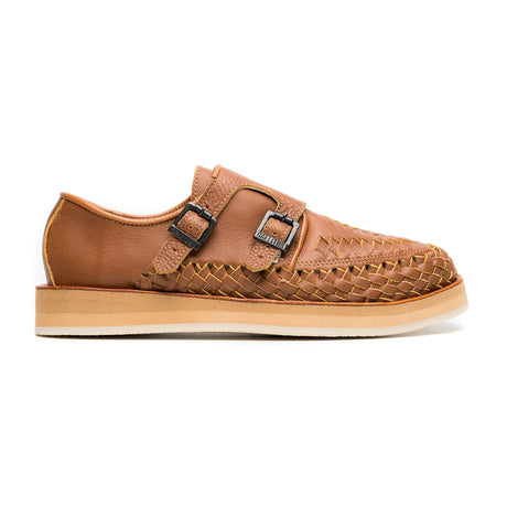 Huarache Monarca hecho en piel color marron con dos hebillas | BR001