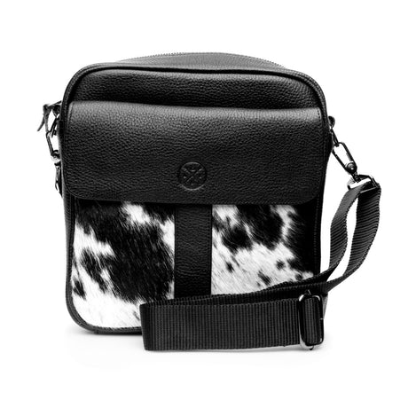 Crossbody Natanael en piel floter con pelo negro | GB139
