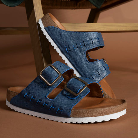 Sandalia unisex hecha en piel color azul marino | SH007 - LIMITADO