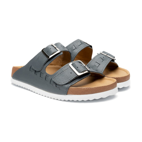 Sandalia para dama hecha en piel color gris | SH017