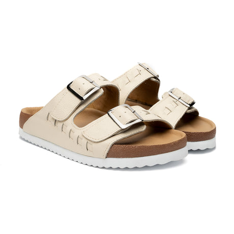 Sandalia para caballero hecha en piel color hueso| SH018