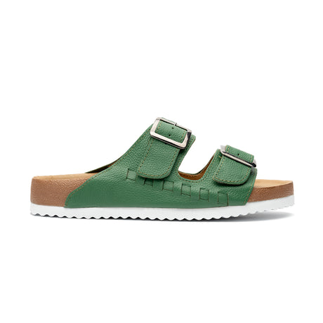 Sandalia para dama hecha en piel color verde | SH016