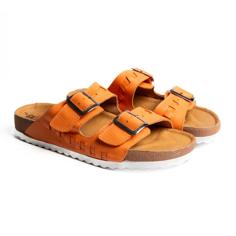Sandalia para caballero hecha en piel color naranja | SH025