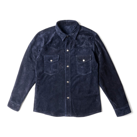Sobrecamisa en piel de gamuza color azul marino | SC005