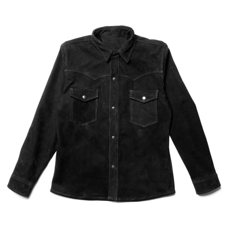 Sobrecamisa en piel de gamuza color negro | SC003