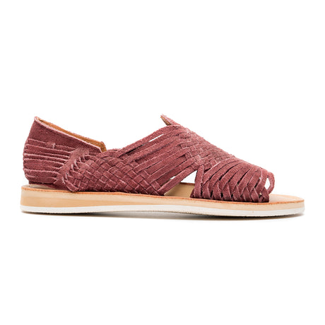 Huarache Pachuco hecho en piel nobuck color granate | PC006