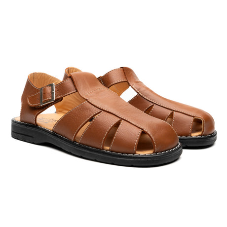 Huarache tipo cangrejo en piel color nescafe | HC003