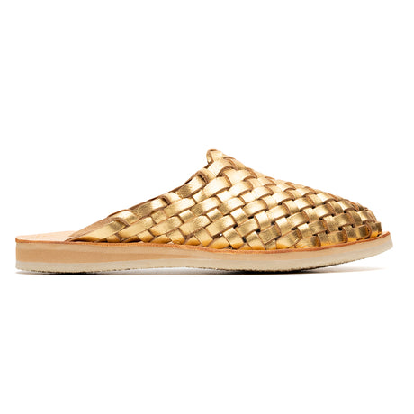 Sandalia Tuna de dama tejida en piel color oro | SD004