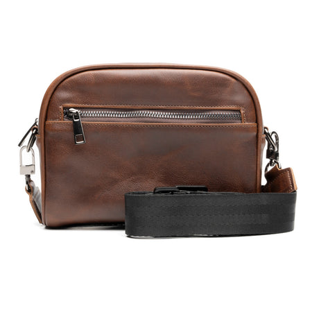 Crossbody Infante hecho en cuero genuino color cognac | GB003