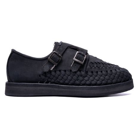 Huarache Monarca hecho en piel nobuck color negro | BR002