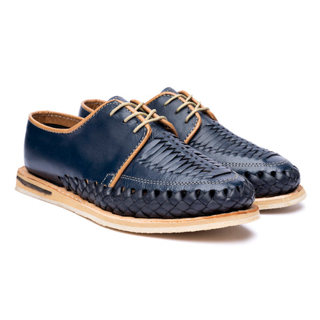 Huarache hecho en piel color azul marino | GL101