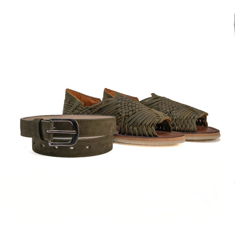 Gallopack verde olivo nobuck pachuco | Calzado complementado con cinturón