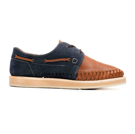 Huarache Allende hecho en piel nobuck/napa en azul - chedron | MR010
