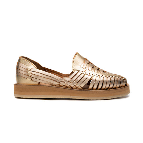 Huarache Mezcal dama en piel color oro | PT003