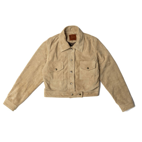 Chaqueta de dama en piel gamiza color arena | SC012