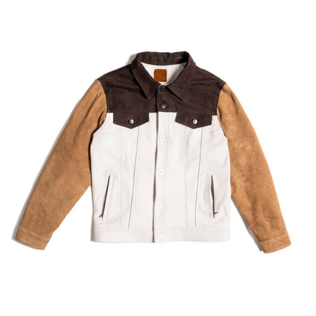 Sobrecamisa en combinación pieles colores chocolate perla y camel | SC013