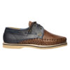 Huarache Allende hecho en piel color azul marino y cafe | MR001