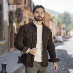 Alternative view of Sobrecamisa en piel tipo ante color chocolate | SC006
