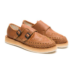 Alternative view of Huarache Monarca hecho en piel color marron con dos hebillas | BR001