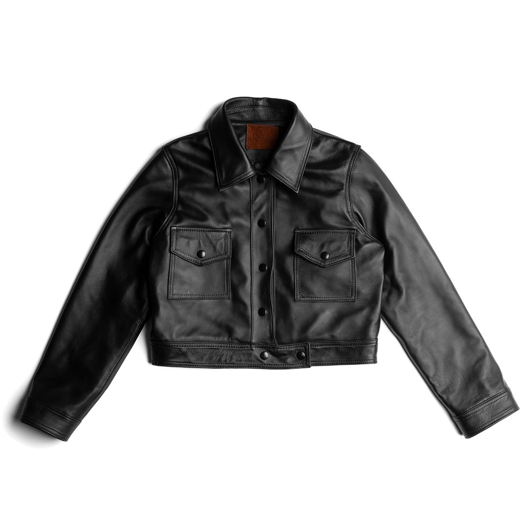 Chaqueta de dama en piel napa color negro | SC011