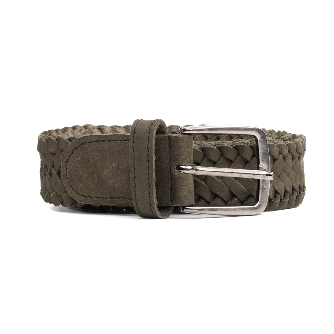 Cinturon trenzado en piel nobuck verde olivo | CT018 - Imagen 6