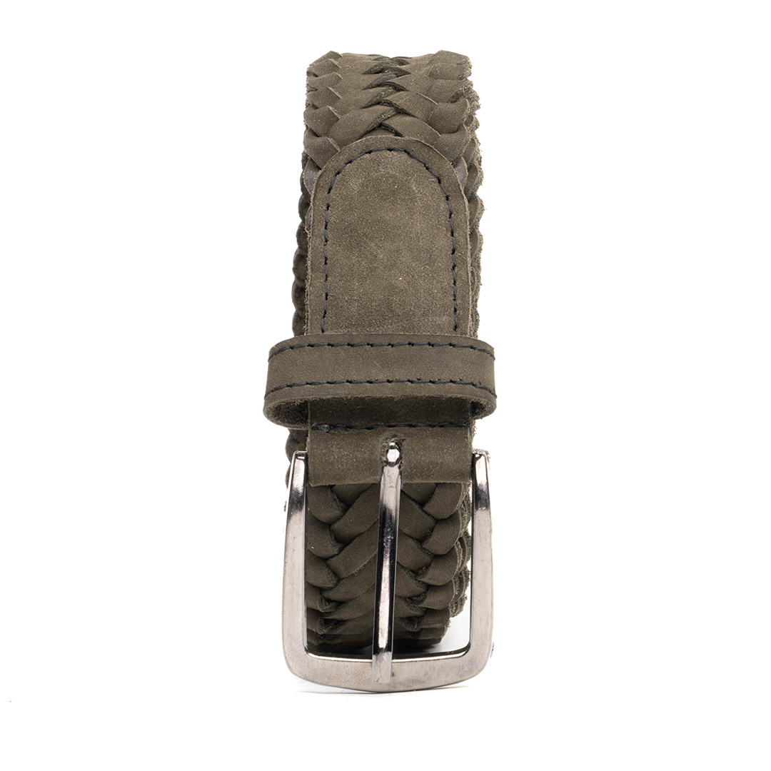 Cinturon trenzado en piel nobuck verde olivo | CT018 - Imagen 4