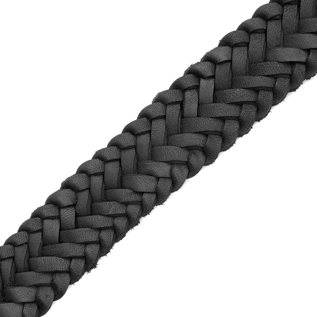 Cinturon trenzado en piel nobuck negro | CT019 - Imagen 3