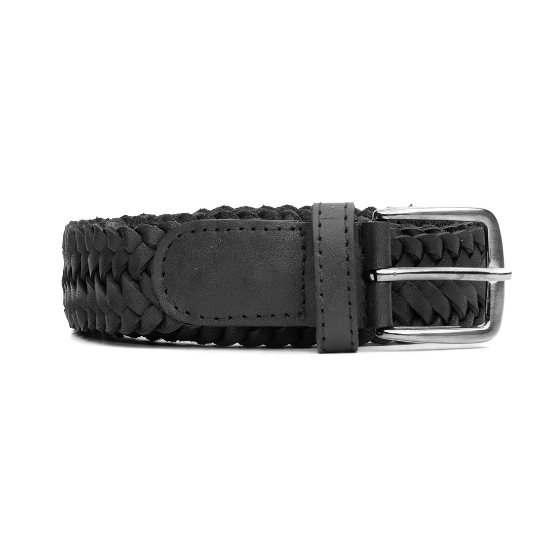 Cinturon trenzado en piel nobuck negro | CT019 - Imagen 4