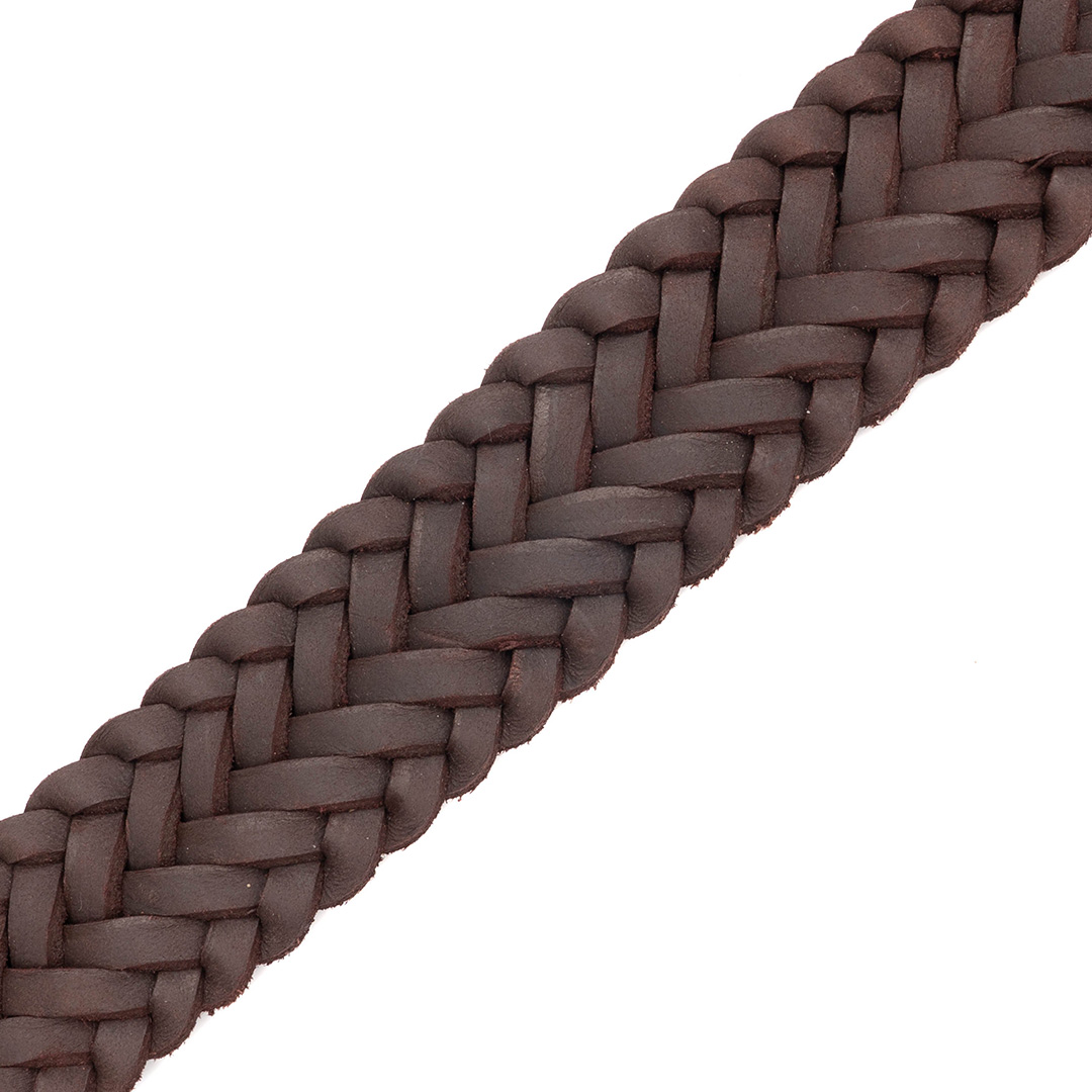 Cinturon trenzado en piel nobuck marron | CT020 - Imagen 3