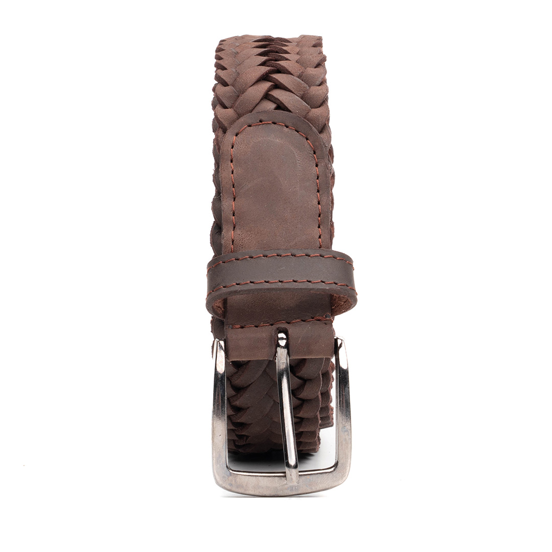 Cinturon trenzado en piel nobuck marron | CT020 - Imagen 4