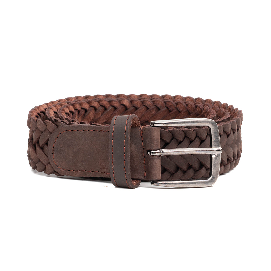Cinturon trenzado en piel nobuck marron | CT020 - Imagen 6