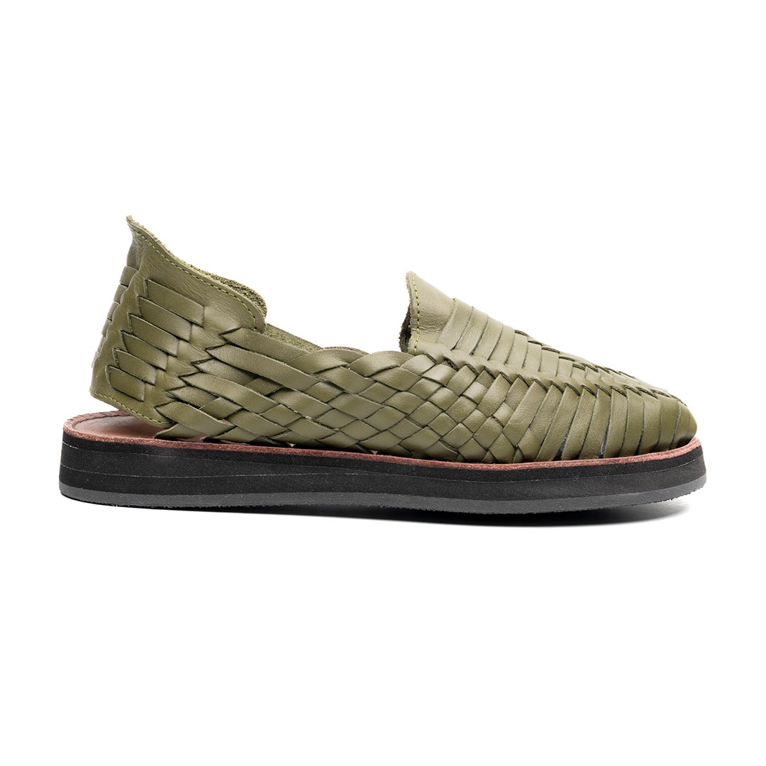 Huarache MADERO hecho en piel napa color verde | MA001