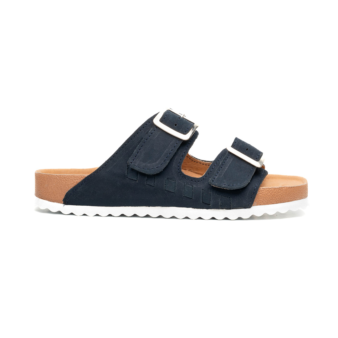 Sandalia Maya en piel tipo nobuck azul marino | SH025