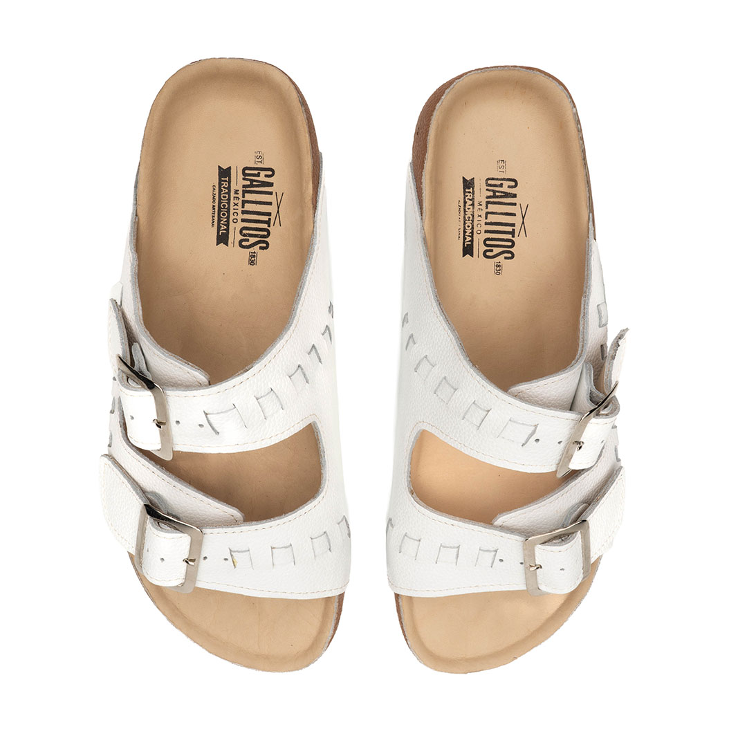 Sandalia Maya en piel blanca floter | SH026 - Imagen 6