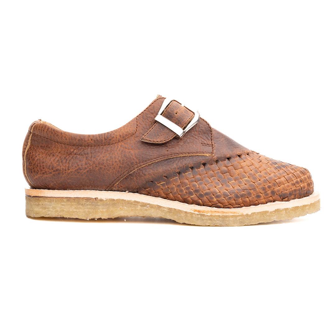 Huarache Mestizo en piel padock color café | MZ100