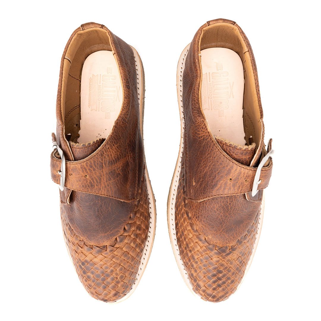 Huarache Mestizo en piel padock color café | MZ100 - Imagen 5