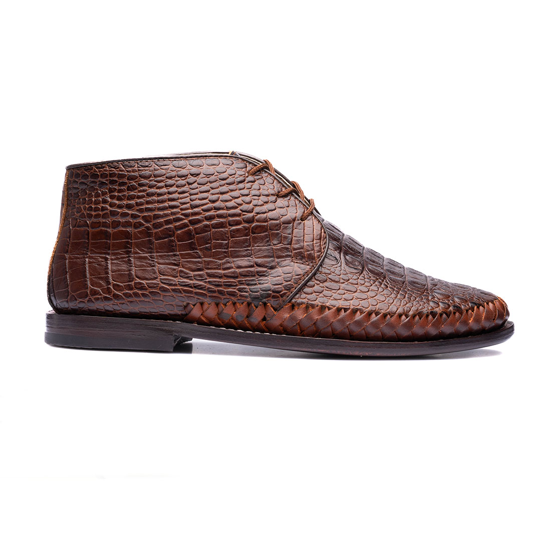 Huarache botin Jalisco en piel grabada coco y suela en cuero | AC107