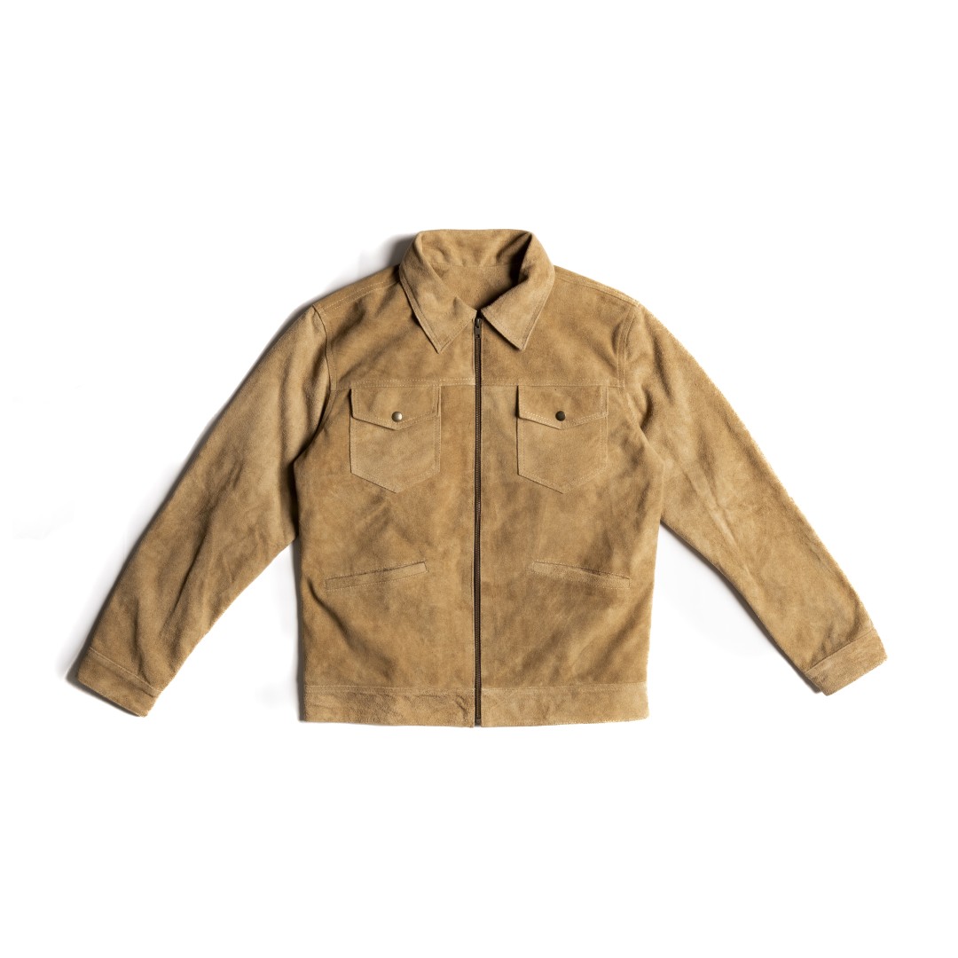 Chaqueta en piel tipo gamuza color arena | SC007