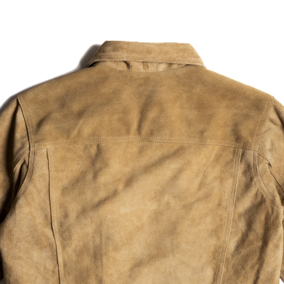 Chaqueta en piel tipo gamuza color arena | SC007 - Imagen 6