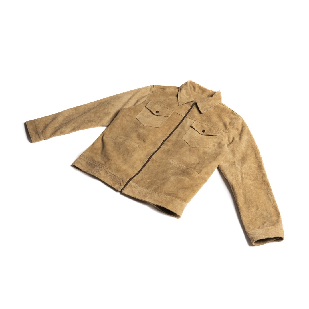 Chaqueta en piel tipo gamuza color arena | SC007 - Imagen 3