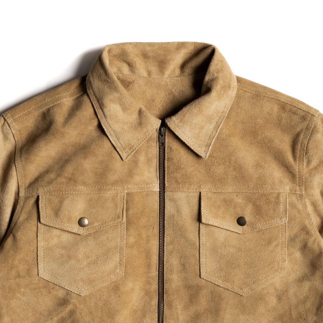 Chaqueta en piel tipo gamuza color arena | SC007 - Imagen 2
